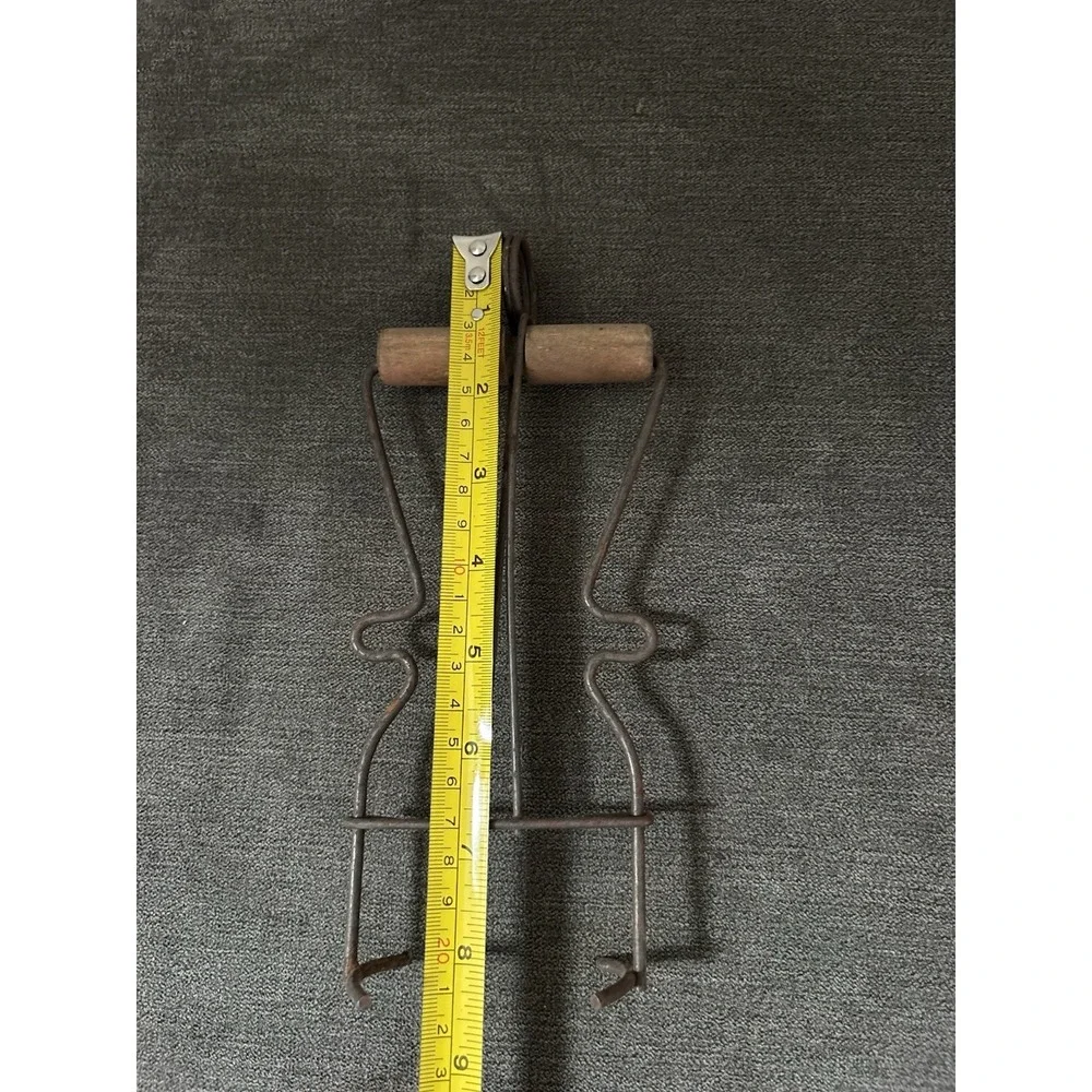 Vtg Home Canning Jar Lifter Wooden Handles Primitive Spring Loaded‎